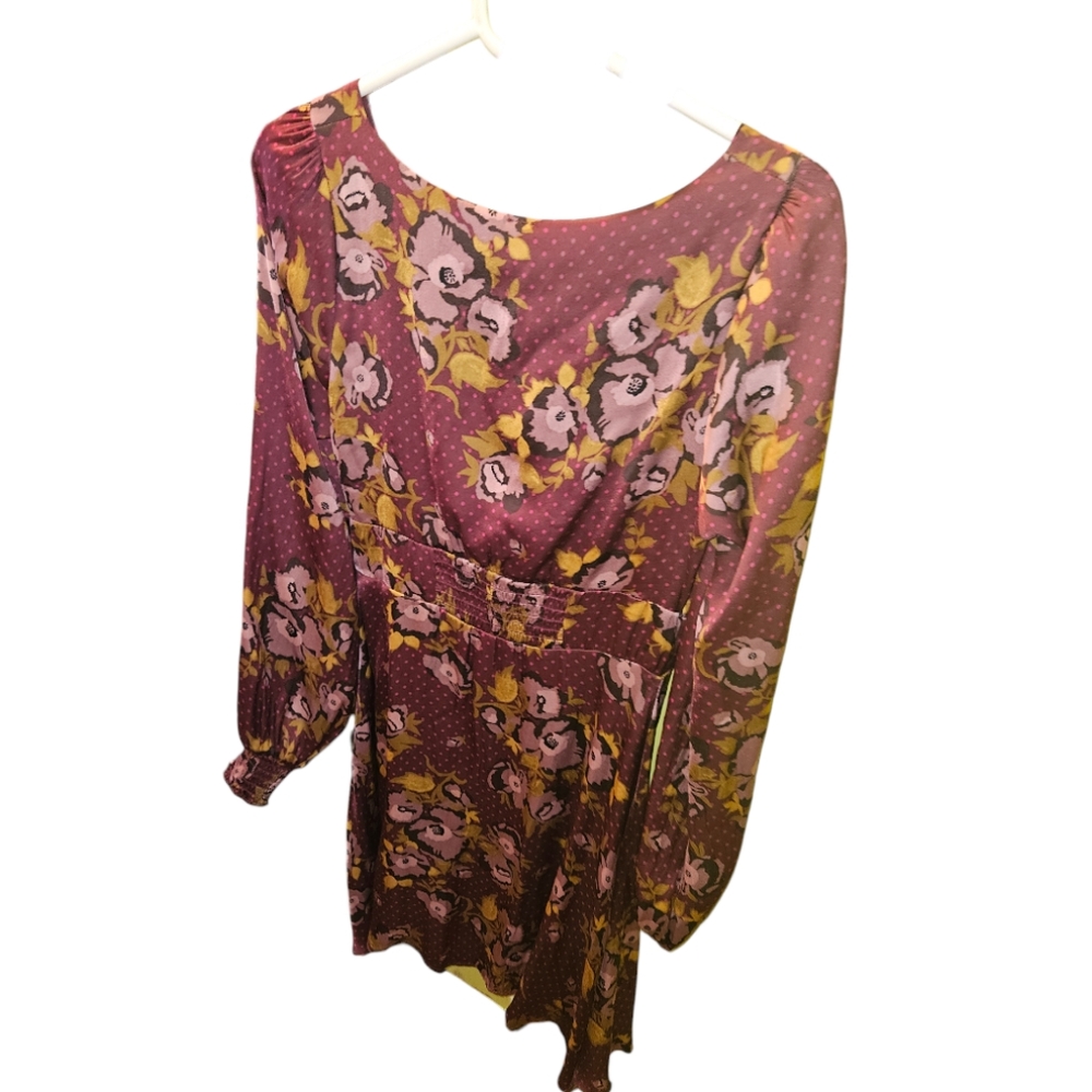 ❤️HOST PICK❤️NWOT Free People Morning Light Dress in Burgundy  / Wine - Picture 8 of 9